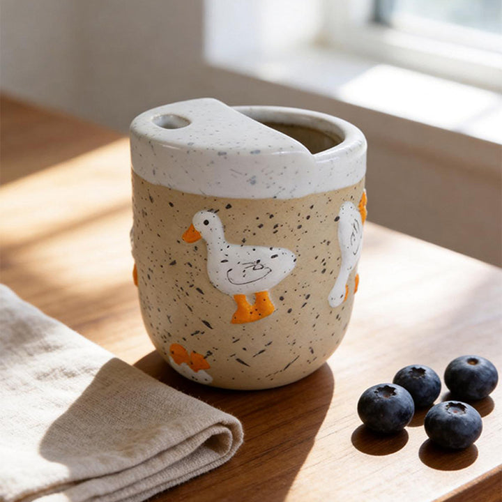 Handmade cute duck ceramic mug