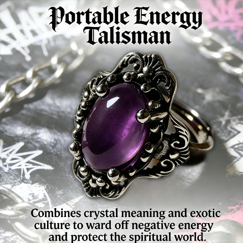 Lace-patterned amethyst ring