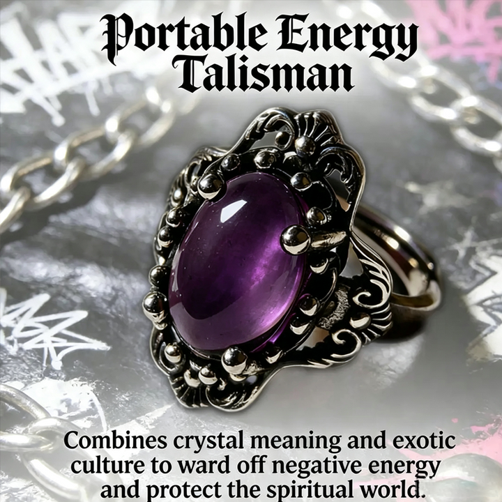 Lace-patterned amethyst ring