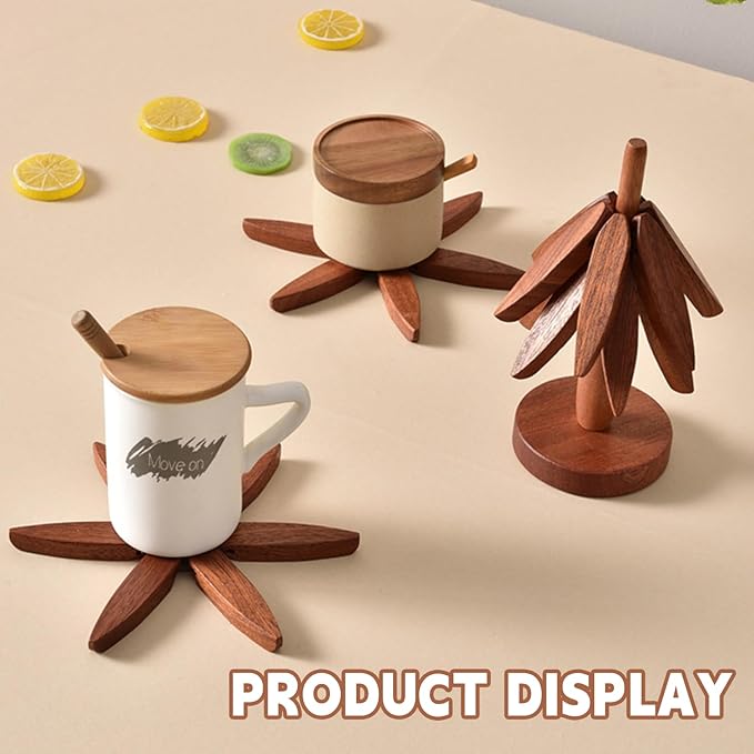 Natural Foldable Black Walnut Wood Mat Set