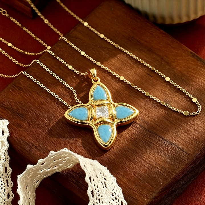 Natural turquoise freshwater pearl necklace