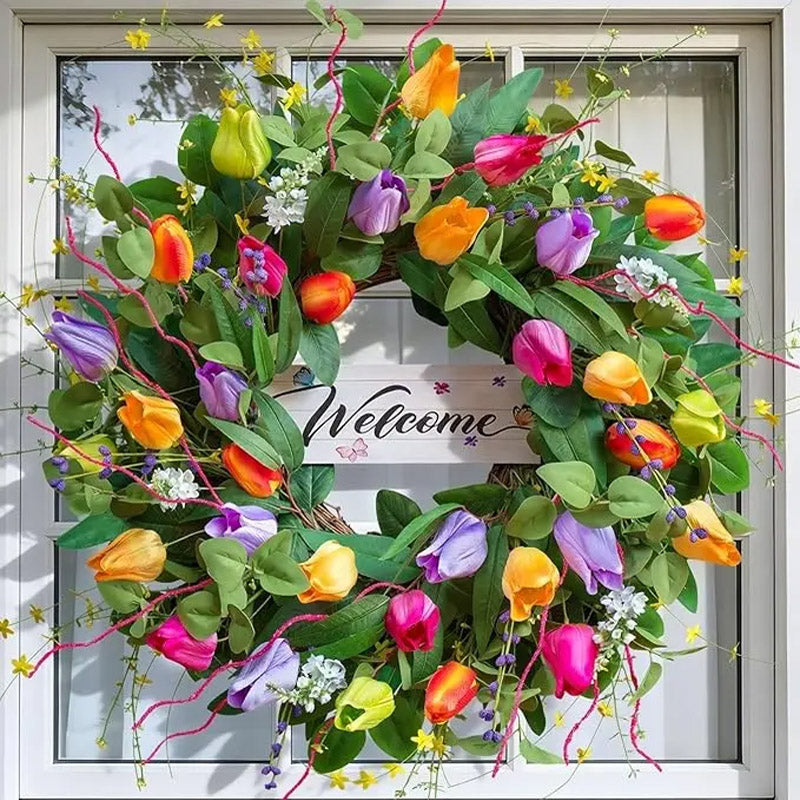 Simulation tulip butterfly wreath