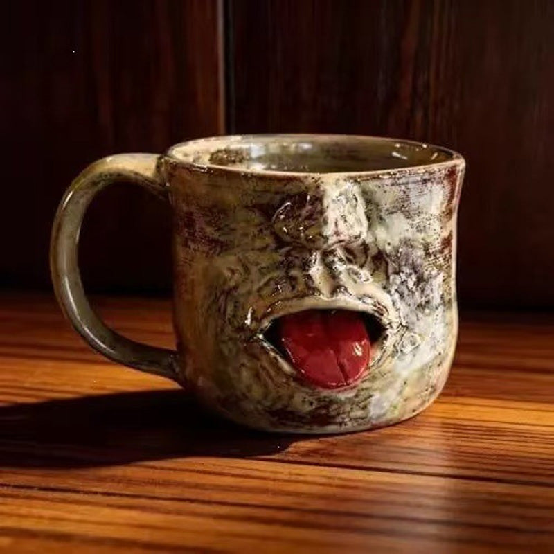 Fun tongue-out ceramic cup