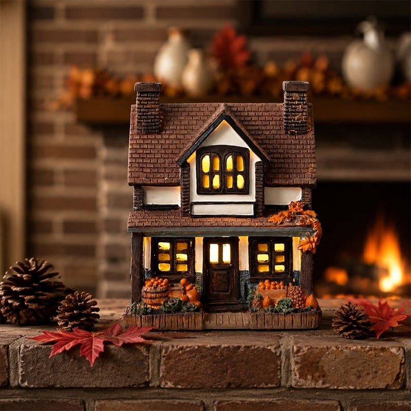 Glowing Pumpkin House Desktop Ornament