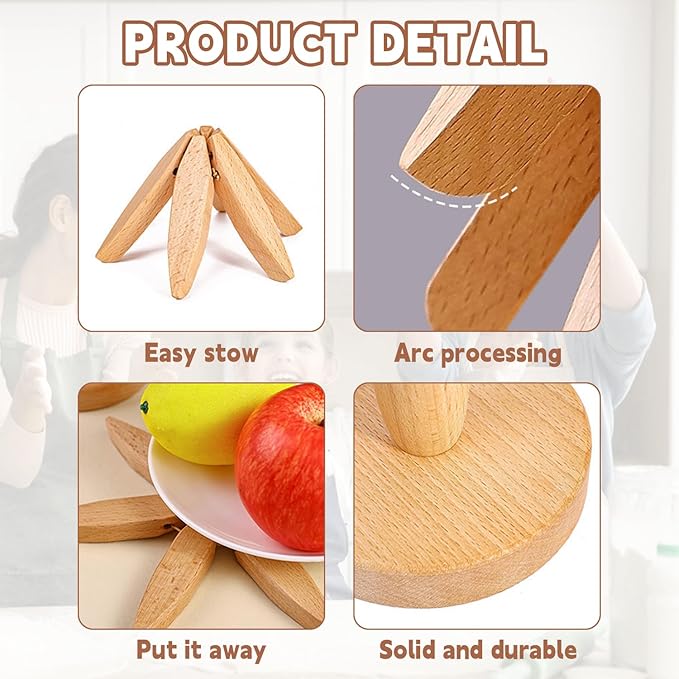 Natural Foldable Black Walnut Wood Mat Set