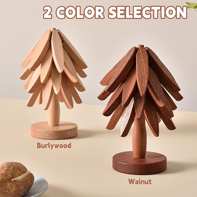 Natural Foldable Black Walnut Wood Mat Set