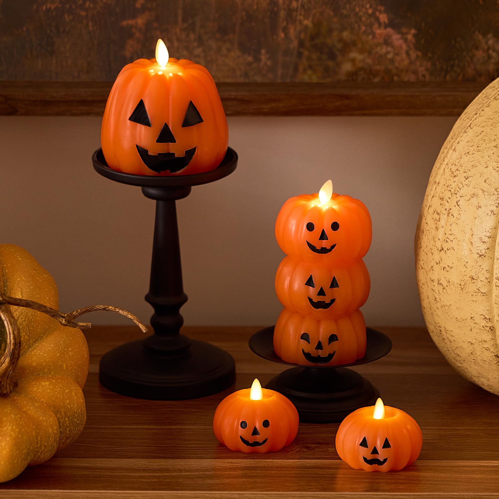 Flameless LED pumpkin candle light