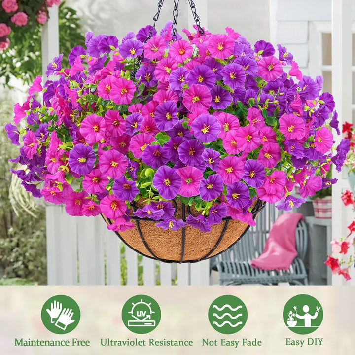 Outdoor Hanging Faux Flowers for Patio and Porch Decoration