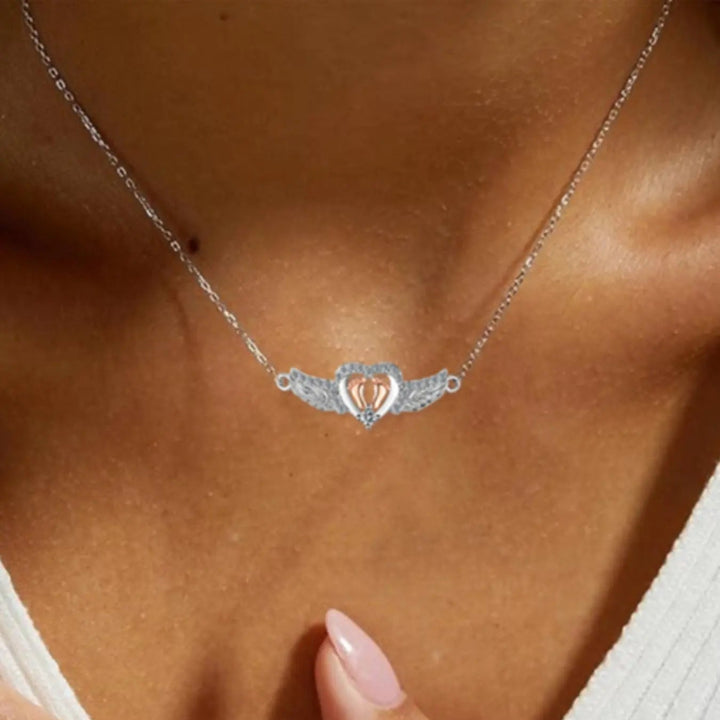 Angel Wing Heart  Footprint Necklace