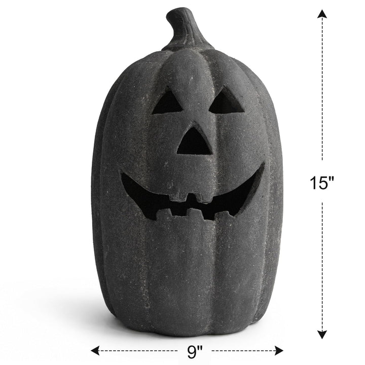 Handmade clay pumpkin lantern