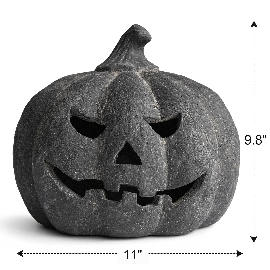 Handmade clay pumpkin lantern
