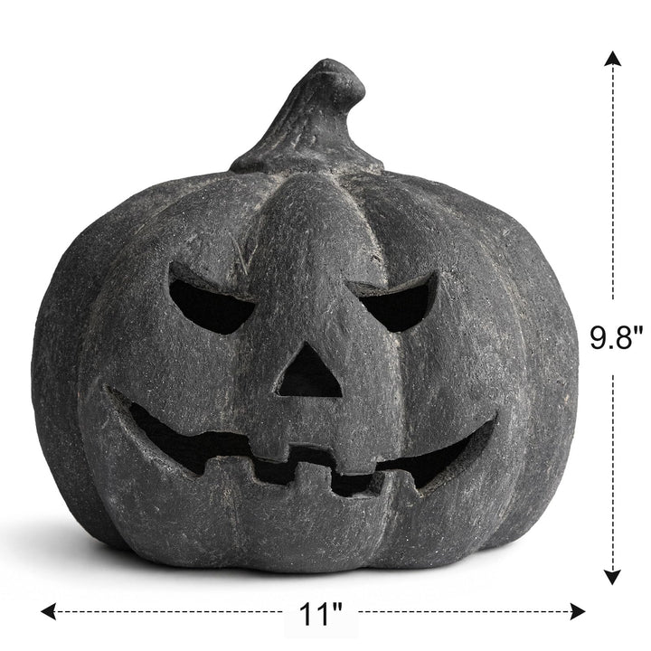 Handmade clay pumpkin lantern