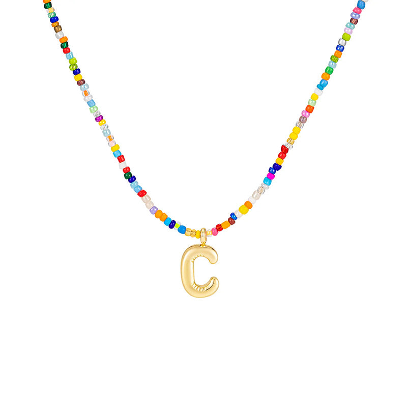 26-letter colorful beaded clavicle chain