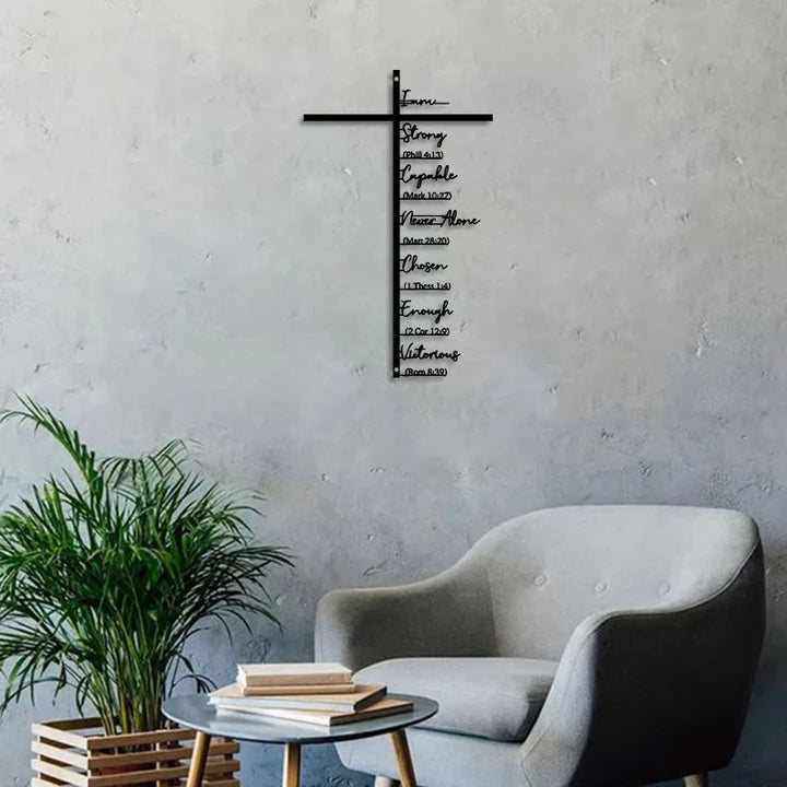 Scripture Affirmation Cross Metal Wall Art