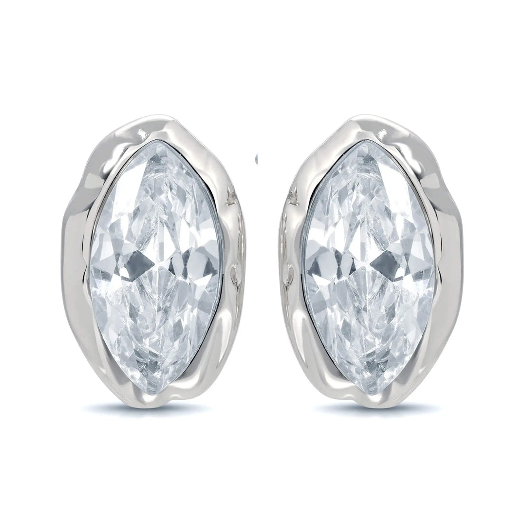 Oval gemstone stud earrings