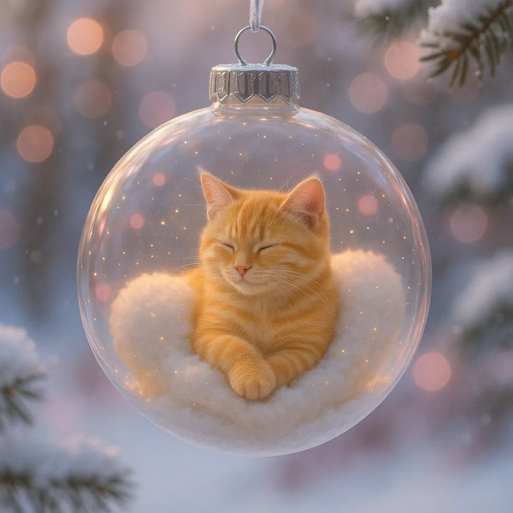Cute Cat Christmas Glass Ornaments Collection