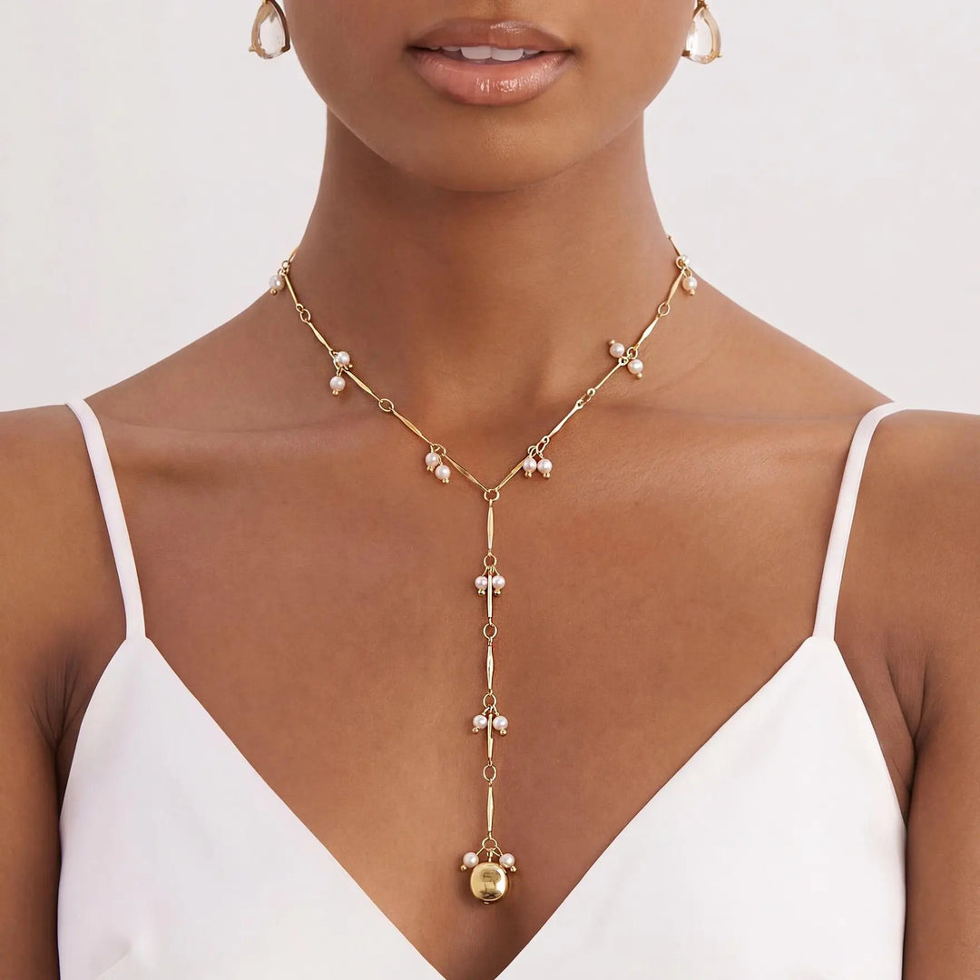 Y-shaped pearl pendant necklace