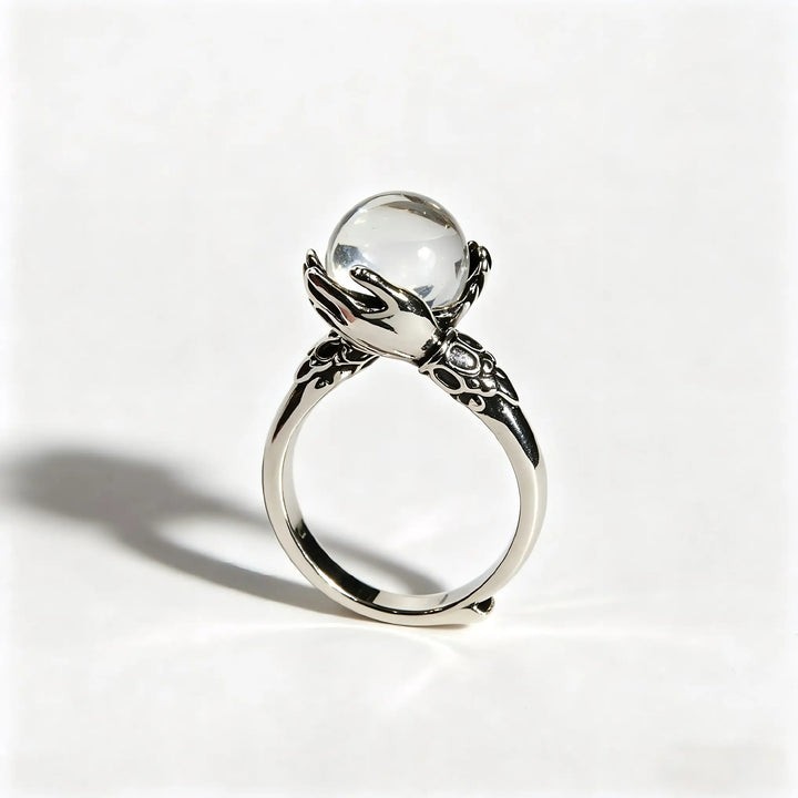 Crystal Ball and Bead-Wrapped Ring