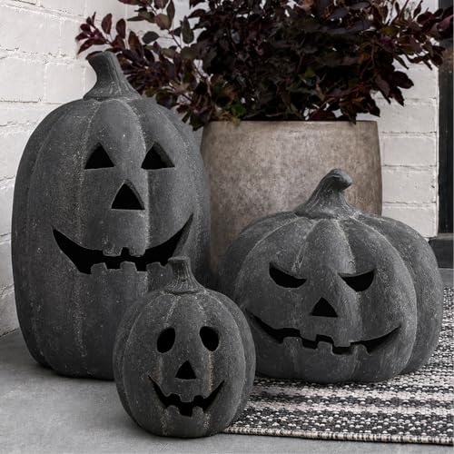 Handmade clay pumpkin lantern