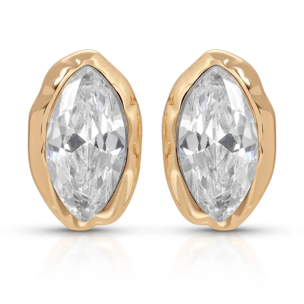 Oval gemstone stud earrings