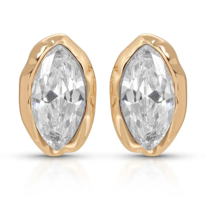Oval gemstone stud earrings