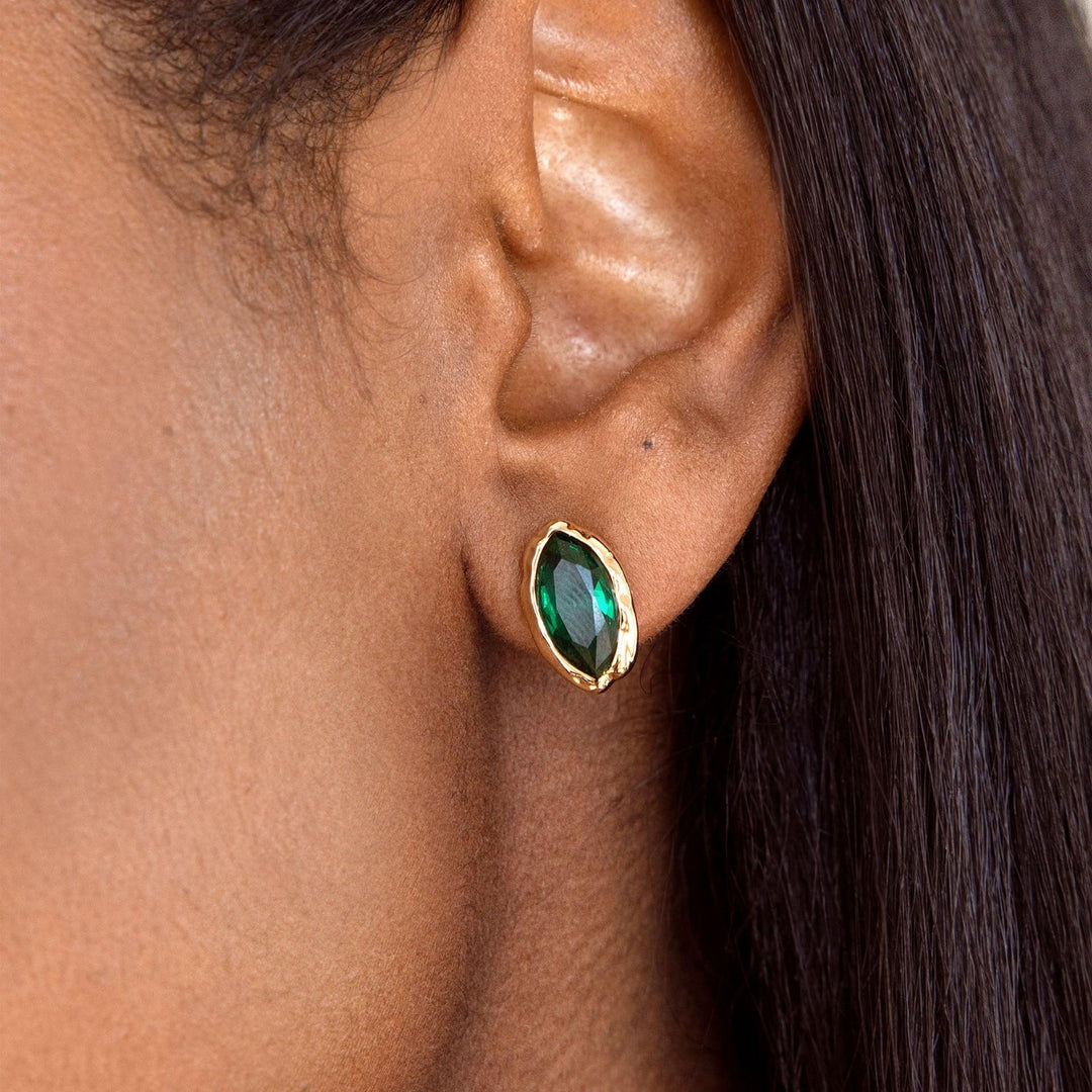 Oval gemstone stud earrings