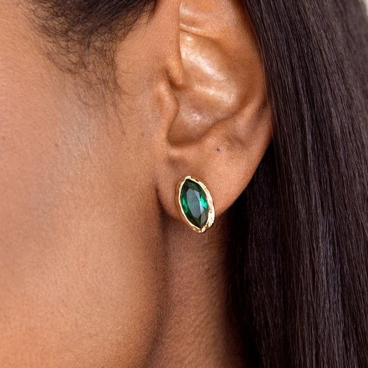Oval gemstone stud earrings