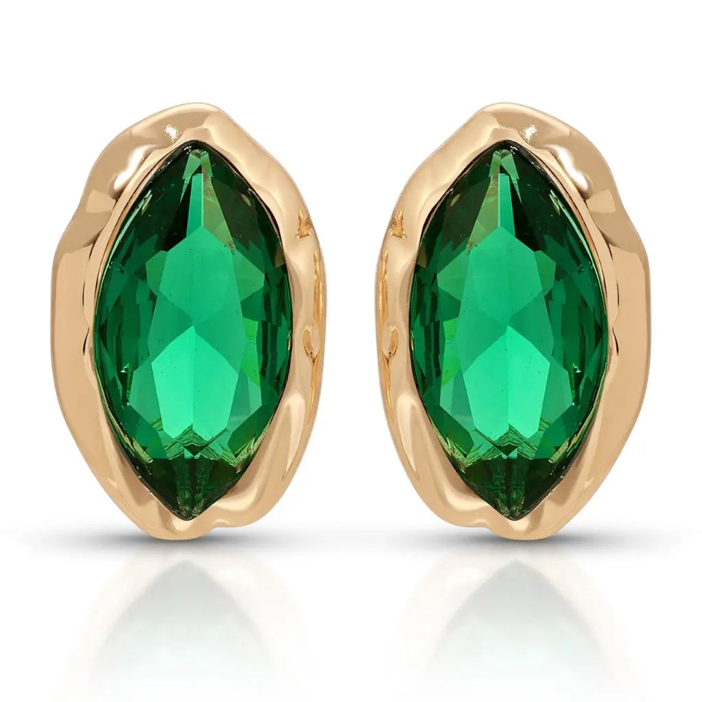 Oval gemstone stud earrings