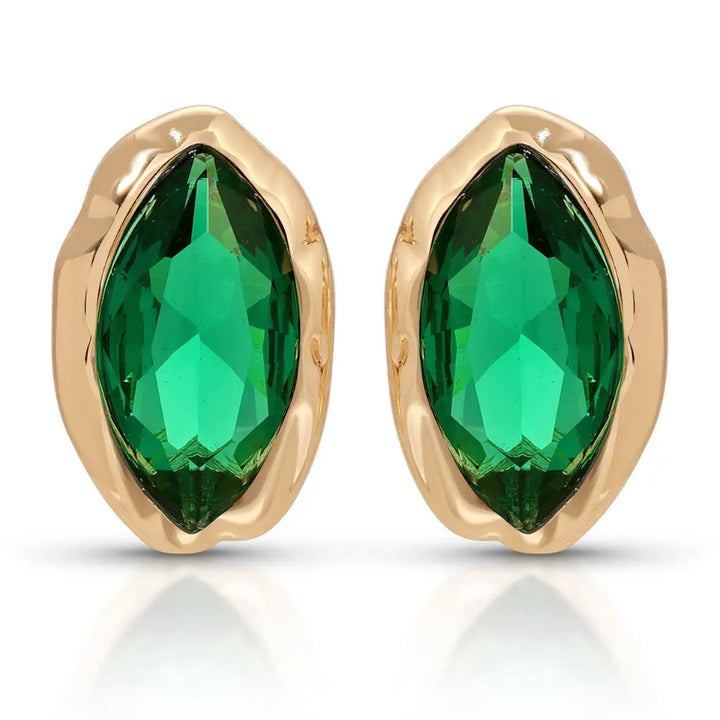 Oval gemstone stud earrings