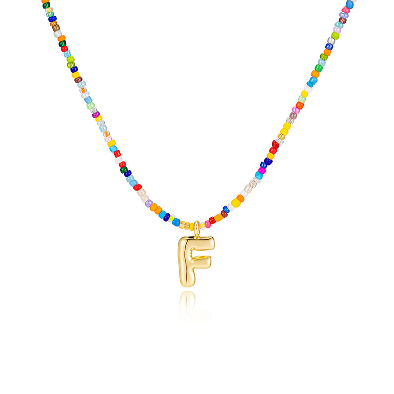 26-letter colorful beaded clavicle chain