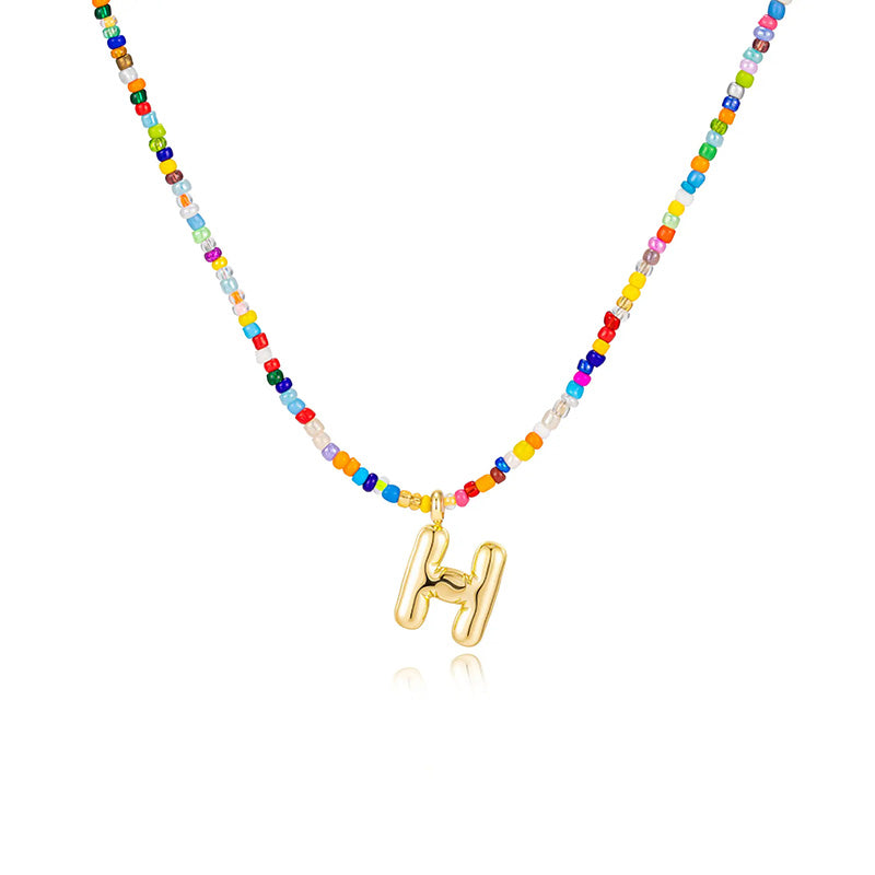 26-letter colorful beaded clavicle chain