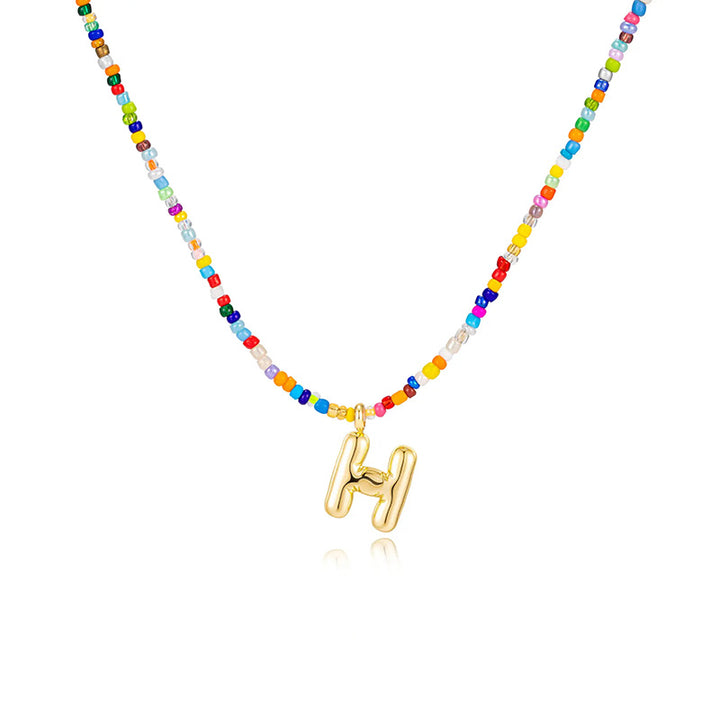 26-letter colorful beaded clavicle chain