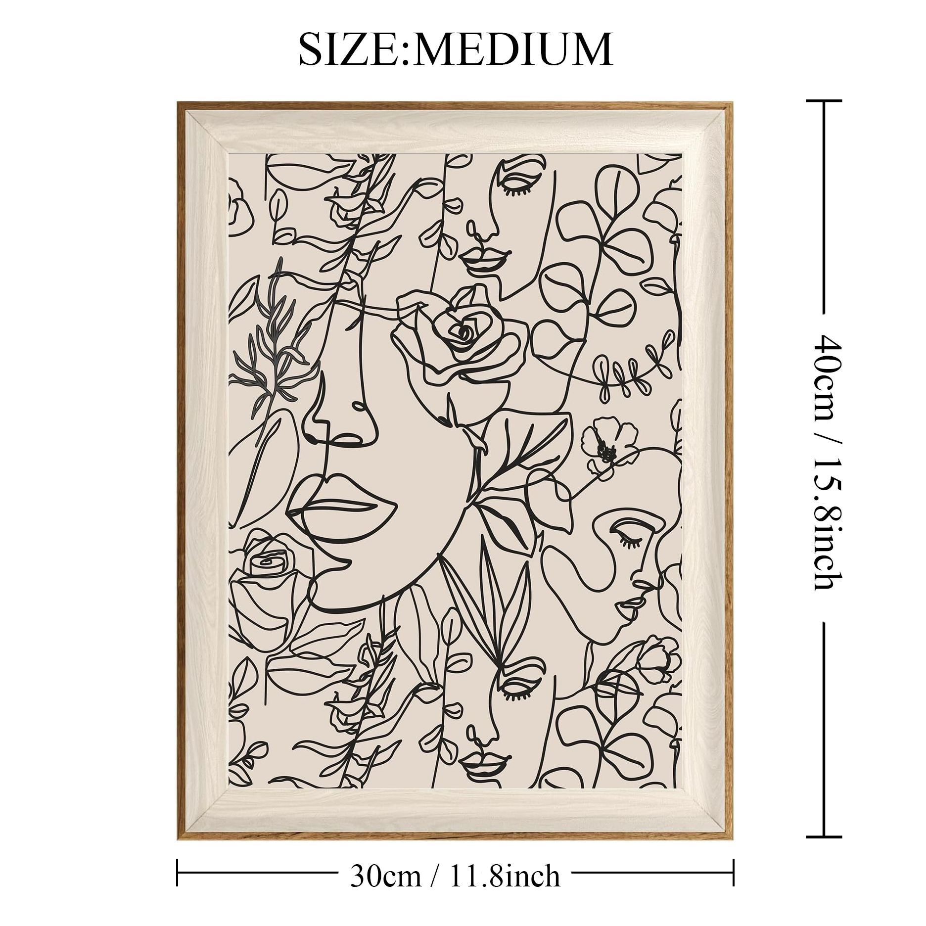 Bohemian Women Floral Line Art Wall Painting
