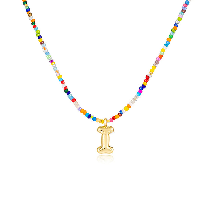 26-letter colorful beaded clavicle chain