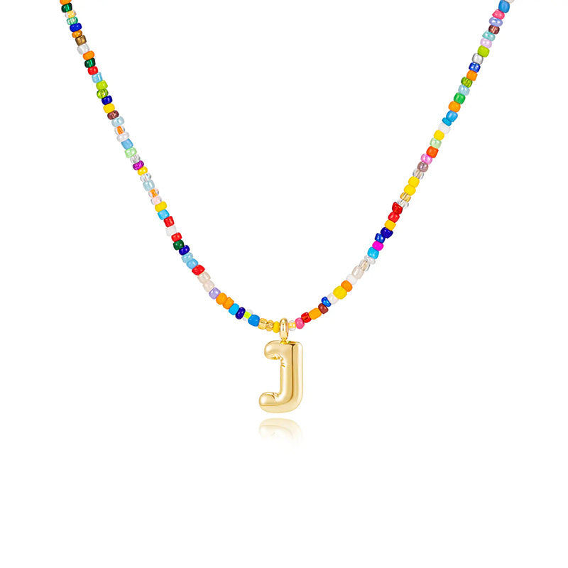 26-letter colorful beaded clavicle chain