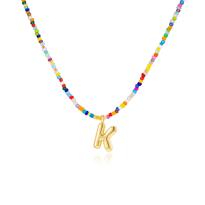 26-letter colorful beaded clavicle chain