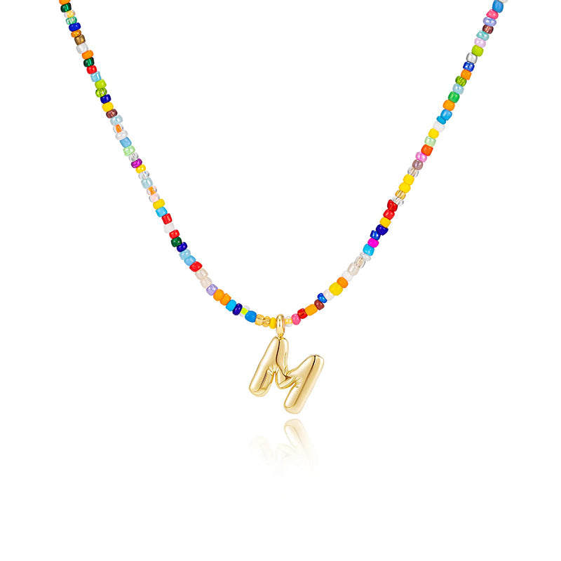26-letter colorful beaded clavicle chain