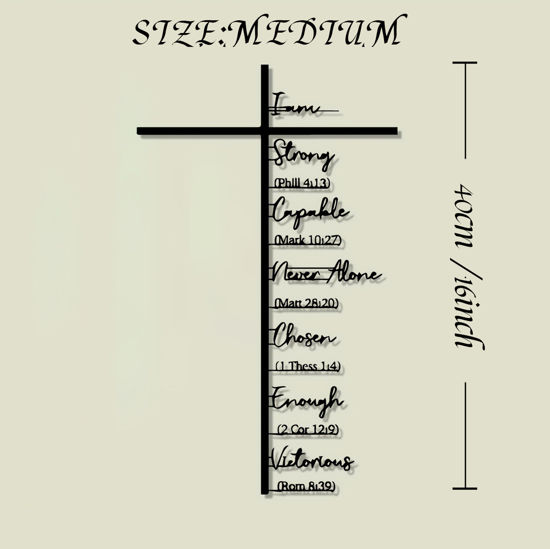 Scripture Affirmation Cross Metal Wall Art