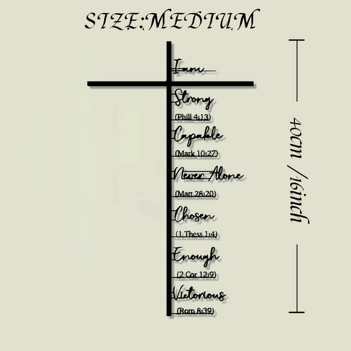 Scripture Affirmation Cross Metal Wall Art