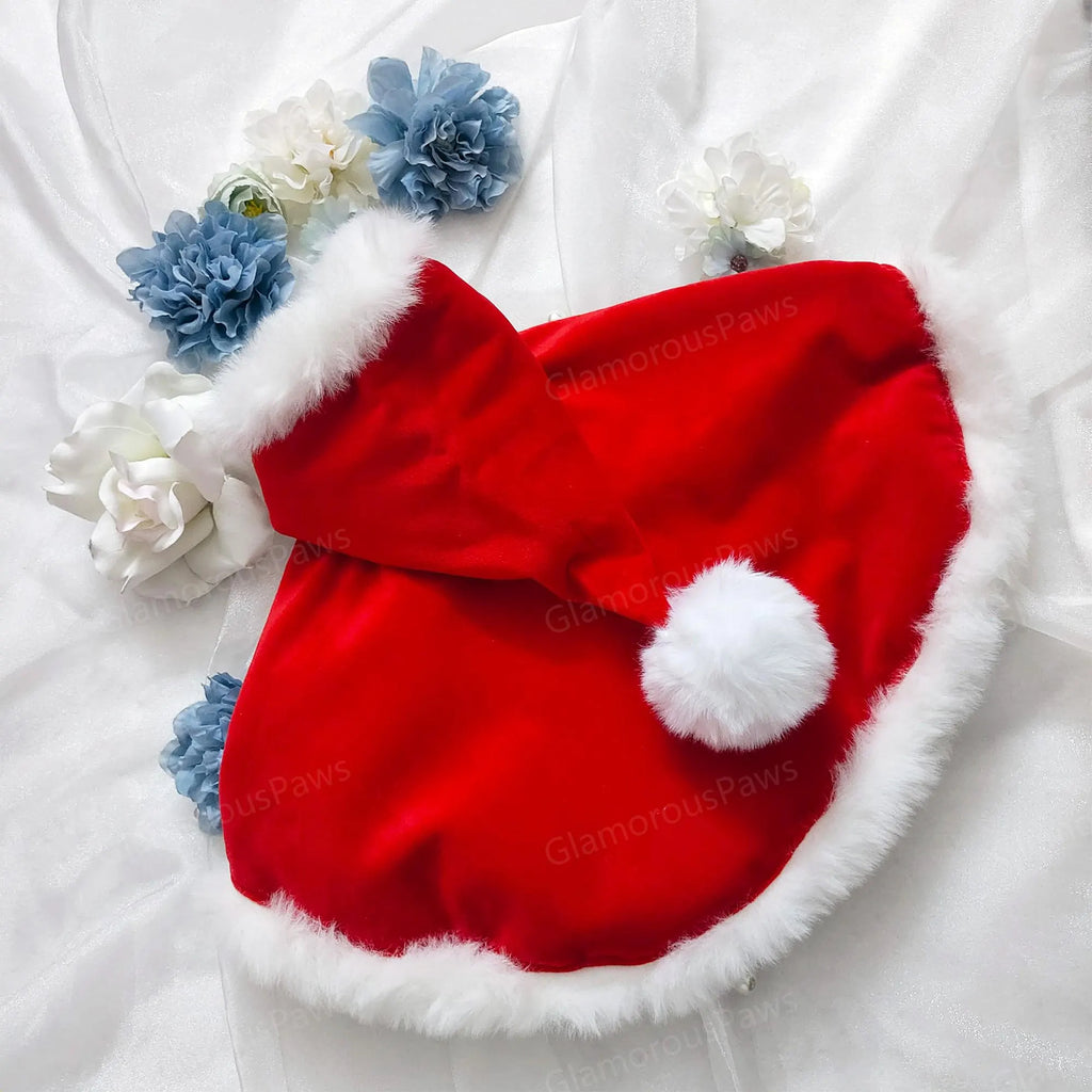 Pet Christmas Costume Poncho Cape with Hat