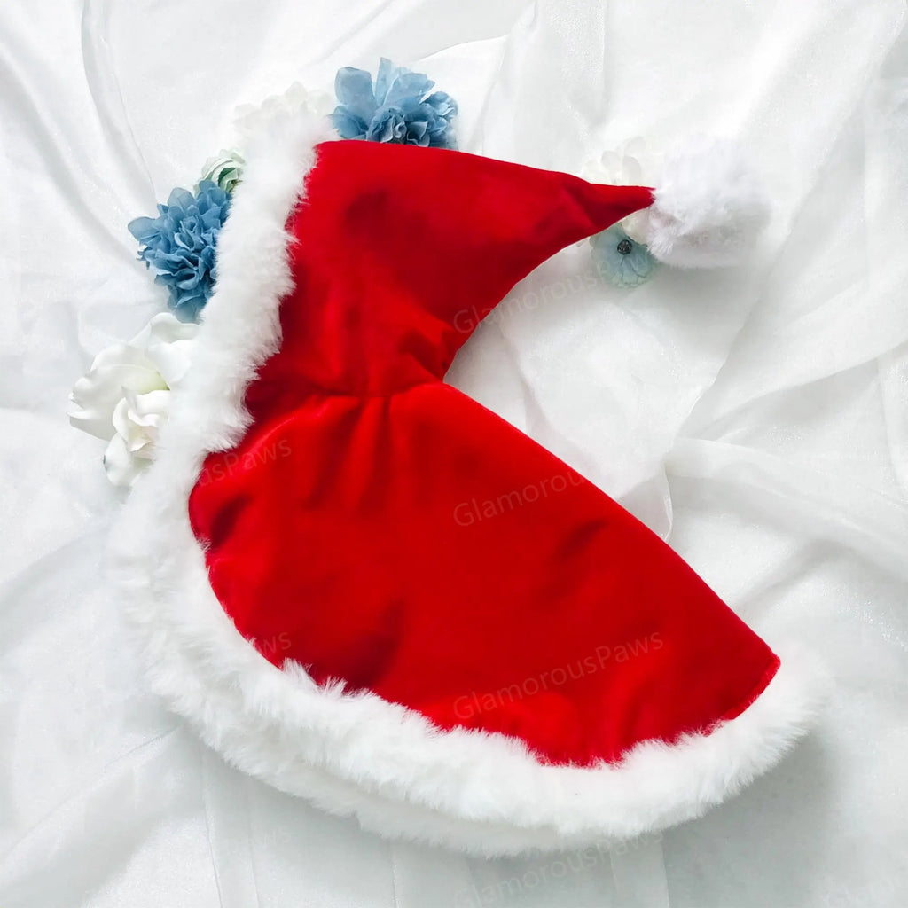 Pet Christmas Costume Poncho Cape with Hat
