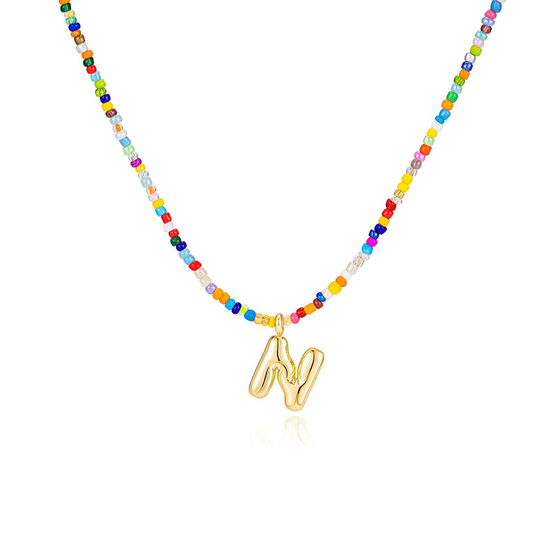 26-letter colorful beaded clavicle chain