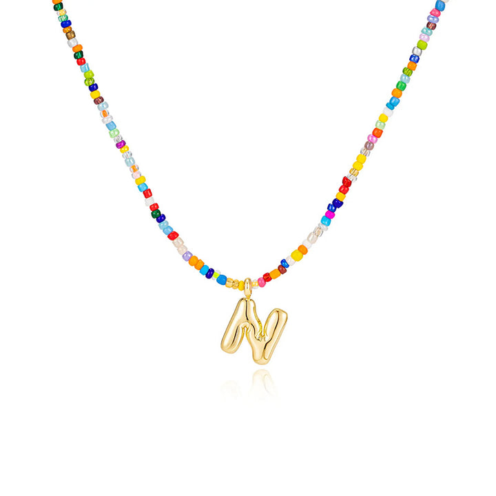 26-letter colorful beaded clavicle chain