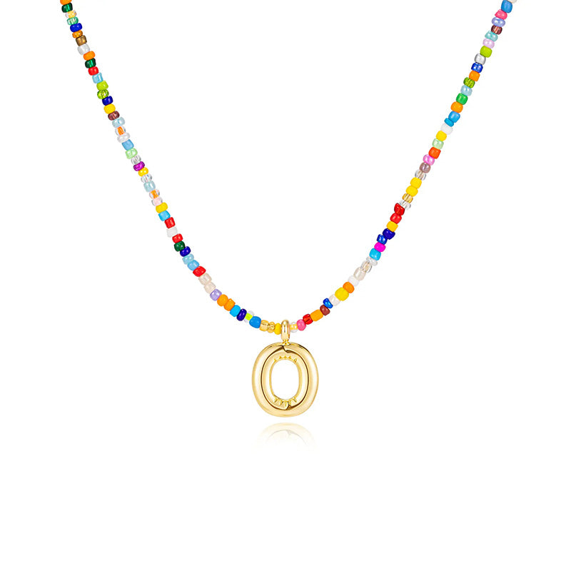 26-letter colorful beaded clavicle chain