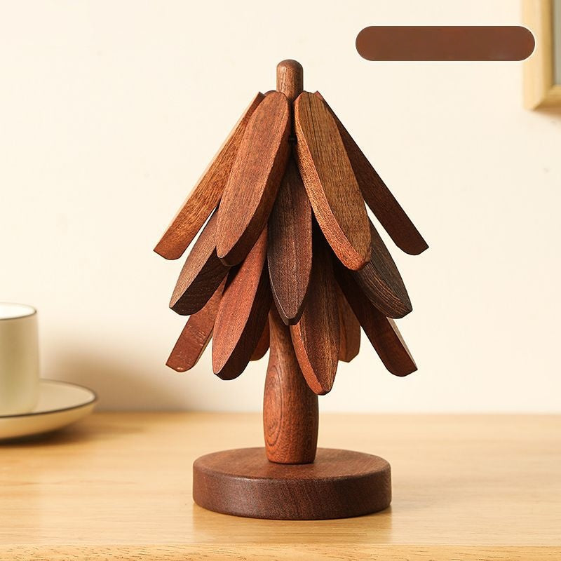 Natural Foldable Black Walnut Wood Mat Set