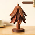 Natural Foldable Black Walnut Wood Mat Set