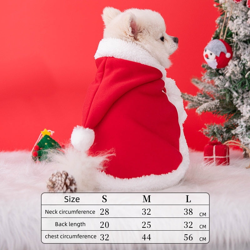 Pet Christmas Costume Poncho Cape with Hat