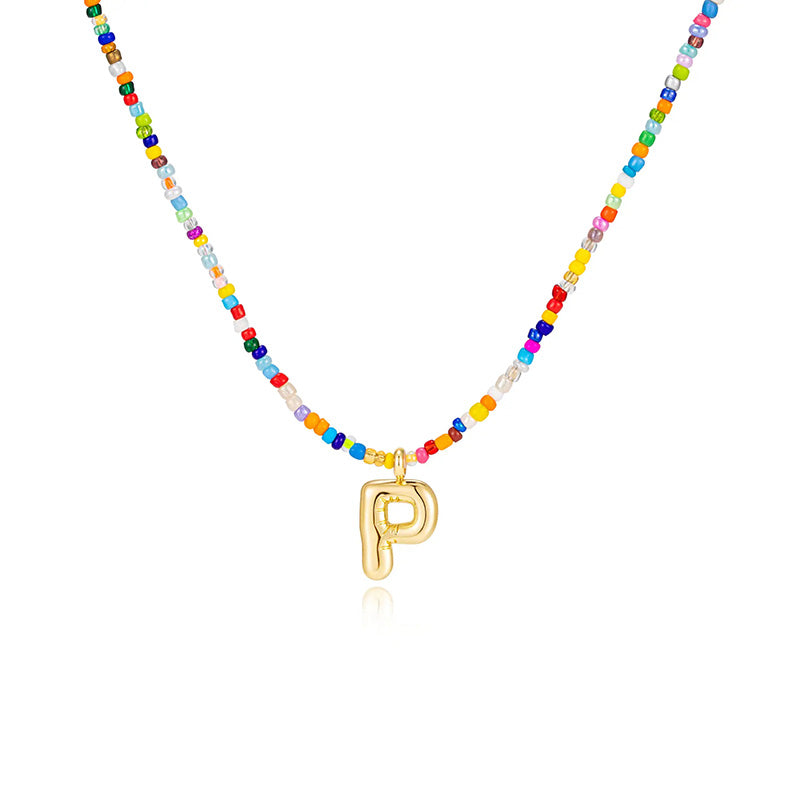 26-letter colorful beaded clavicle chain