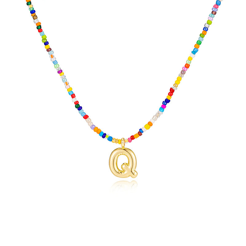 26-letter colorful beaded clavicle chain