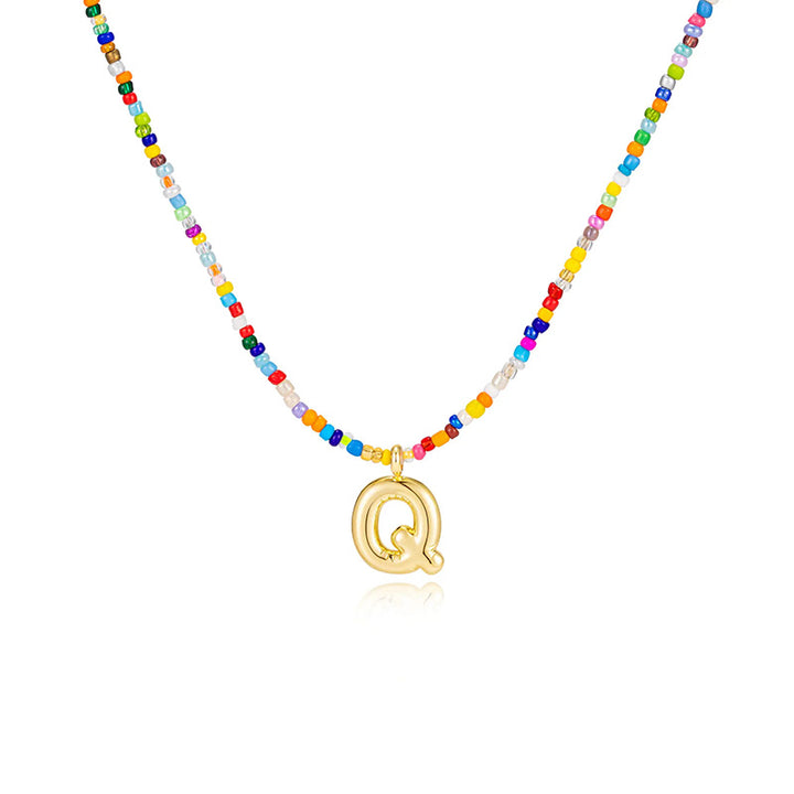 26-letter colorful beaded clavicle chain
